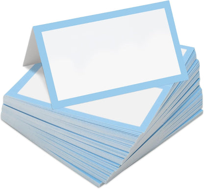 Whaline 100Pcs Navy Blue Place Cards 3.5 x 2 Inch White Blank Tented Cards Wedding Seating Cards for Party Table Setting Supplies