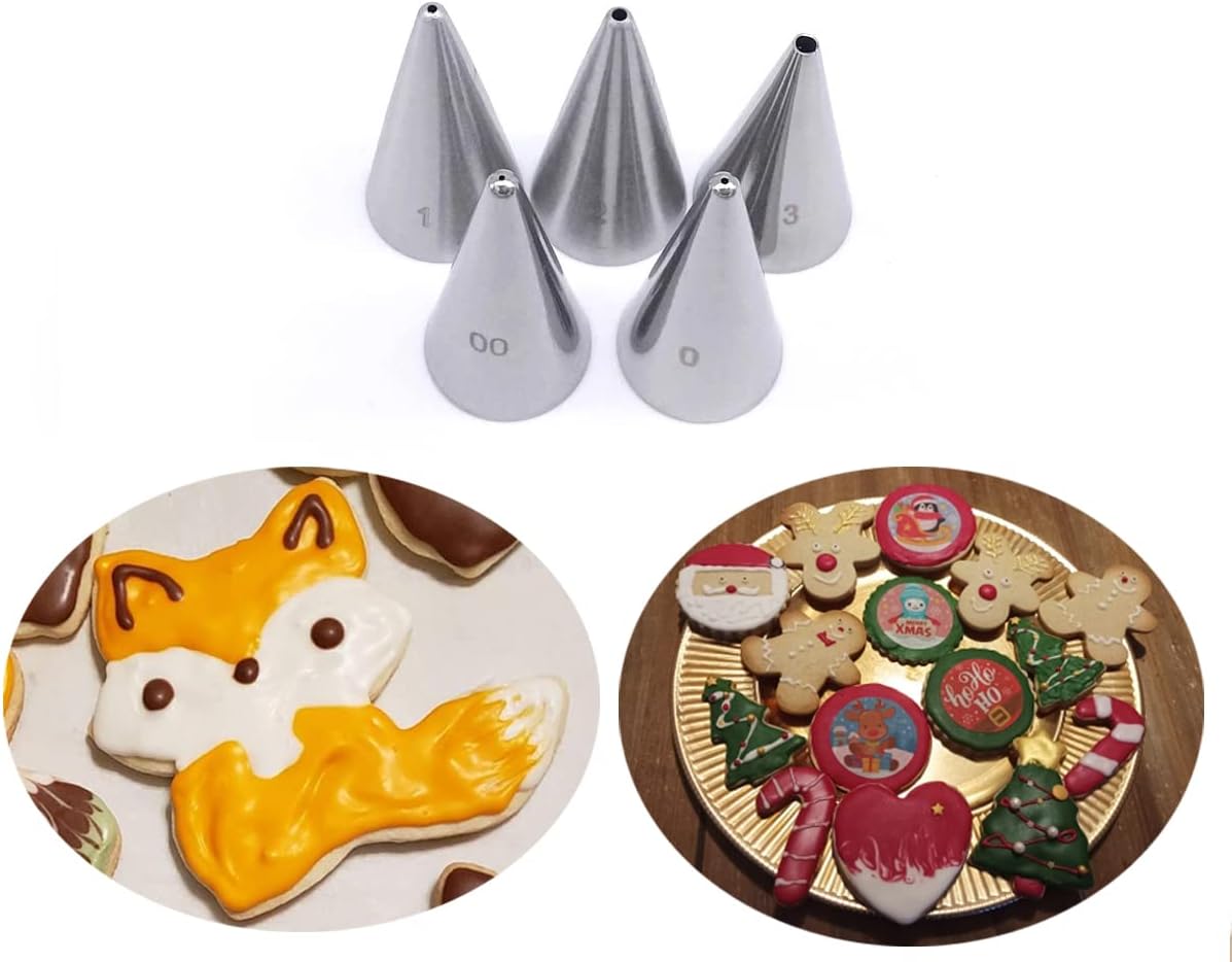 Icing Piping Tip Set,3 Large Decorating Tips Stainless Steel,DIY Cream Rose Flower Piping Tips,Cupcake Pastry Tips for Cake Decorating(1M 2D 2F)