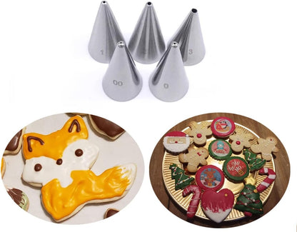 Icing Piping Tip Set,3 Large Decorating Tips Stainless Steel,DIY Cream Rose Flower Piping Tips,Cupcake Pastry Tips for Cake Decorating(1M 2D 2F)