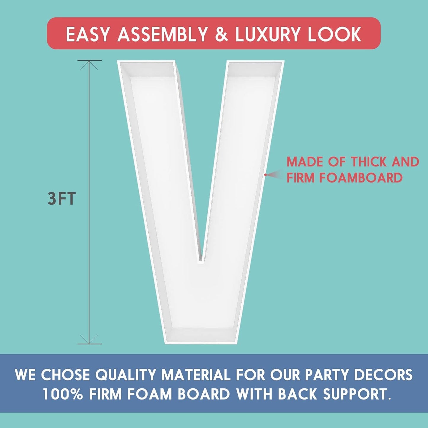 JW Passion - Premium Quality Made 3FT Tall Mosaic Balloon Frame Big Marquee Light Up Letters DIY Kit for Birthday Party Wedding Backdrop Decor Letter A Pre-Cut Foam Board