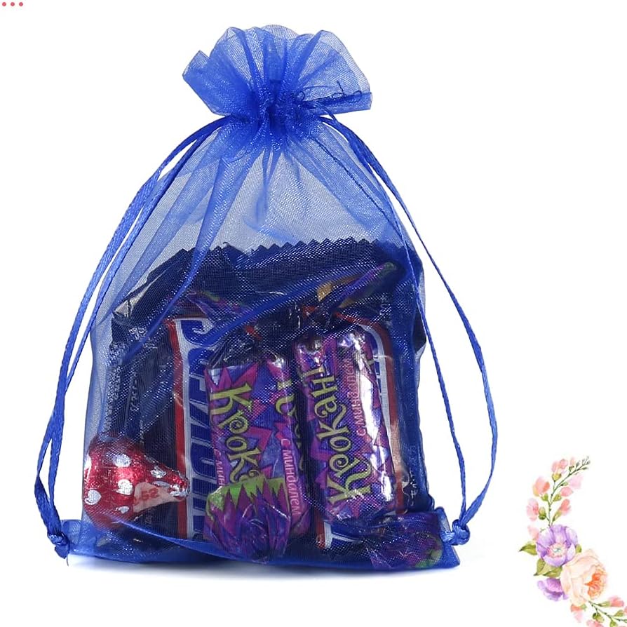 HRX Package 100pcs White Organza Bags, 4x6 inch Mesh Bags Drawstring Gift Bags Jewelry Pouches for Candy Wedding Favors Christmas