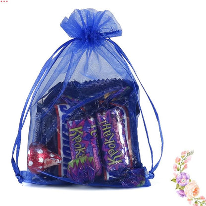 HRX Package 100pcs White Organza Bags, 4x6 inch Mesh Bags Drawstring Gift Bags Jewelry Pouches for Candy Wedding Favors Christmas