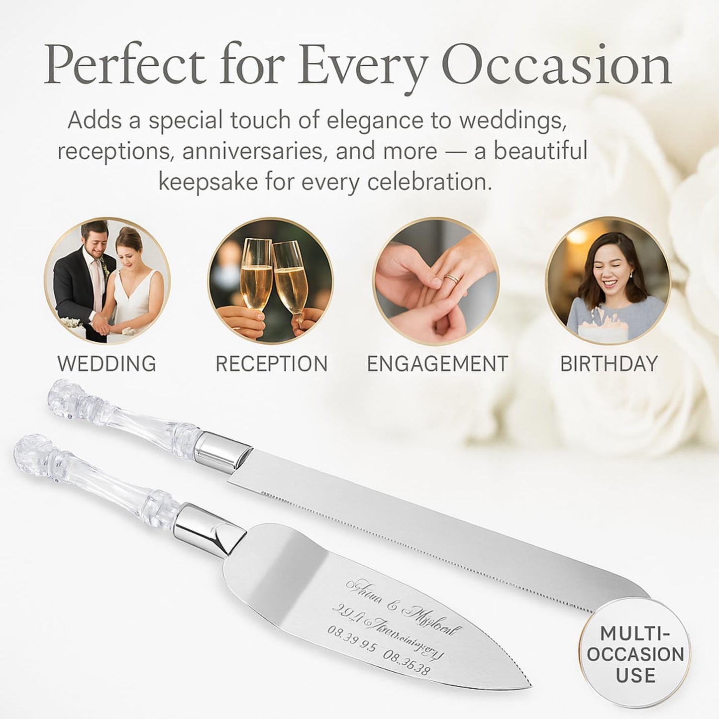 GIFTS INFINITY Personalized Wedding Cake Knife and Server Set with Engraving – Cake Cutting Utensil Set, Keepsake Gift for Wedding, Anniversary, Reception, Birthday & Other Occasions (CH-101WB)