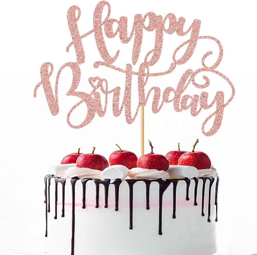 Handmade Glitter Happy Birthday Cake Topper,Birthday Party Cake Decorations, Anniversary/Birthday Party Decoration Supplies (Rainbow)
