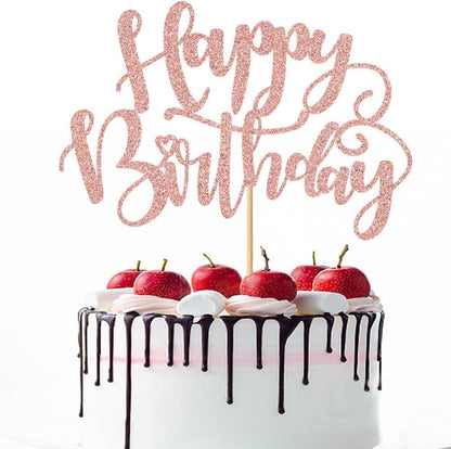 Handmade Glitter Happy Birthday Cake Topper,Birthday Party Cake Decorations, Anniversary/Birthday Party Decoration Supplies (Rainbow)