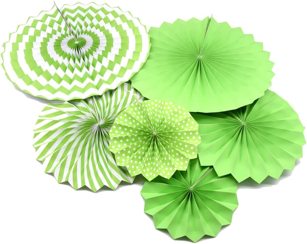 Hocansen 6PCS Paper Fan Garland Paper Fans Party Decorations 8/12/16in Hanging Papers Fans Set Round Papers Fans Pattern Garland for Birthday, Wedding (ZS/Pink)