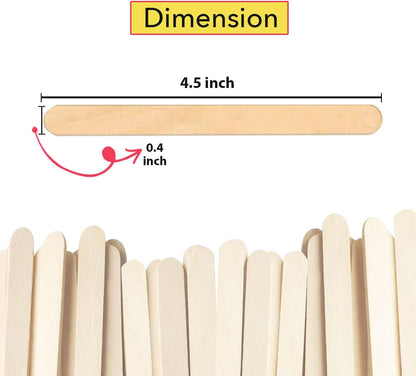 Apremont 200 Pcs - 4.5 inch Natural Wooden Food Grade Craft Sticks - Ice Cream Stick - Popsicle - Suit Crafting, Stirring, Paddle, Waxing, Small Ice Pop Stick for DIY Kids