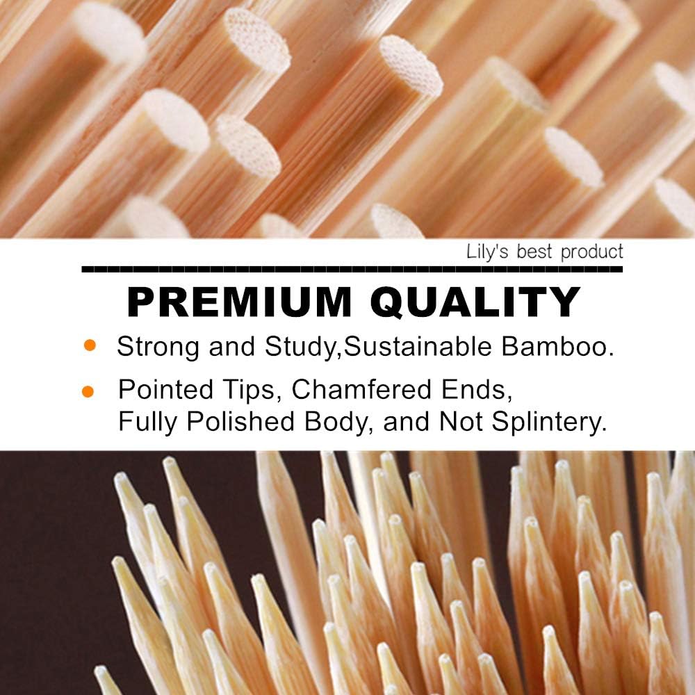 HOPELF 4" Natural Bamboo Skewers Sticks for Appetiser，Fruit，Cocktail，Kabob，Chocolate Fountain，Grilling，Barbecue，Kitchen，Crafting and Party.More Size Choices 4"/6"/8"/10"/12"/14"/16"/17.5"/30"/36"
