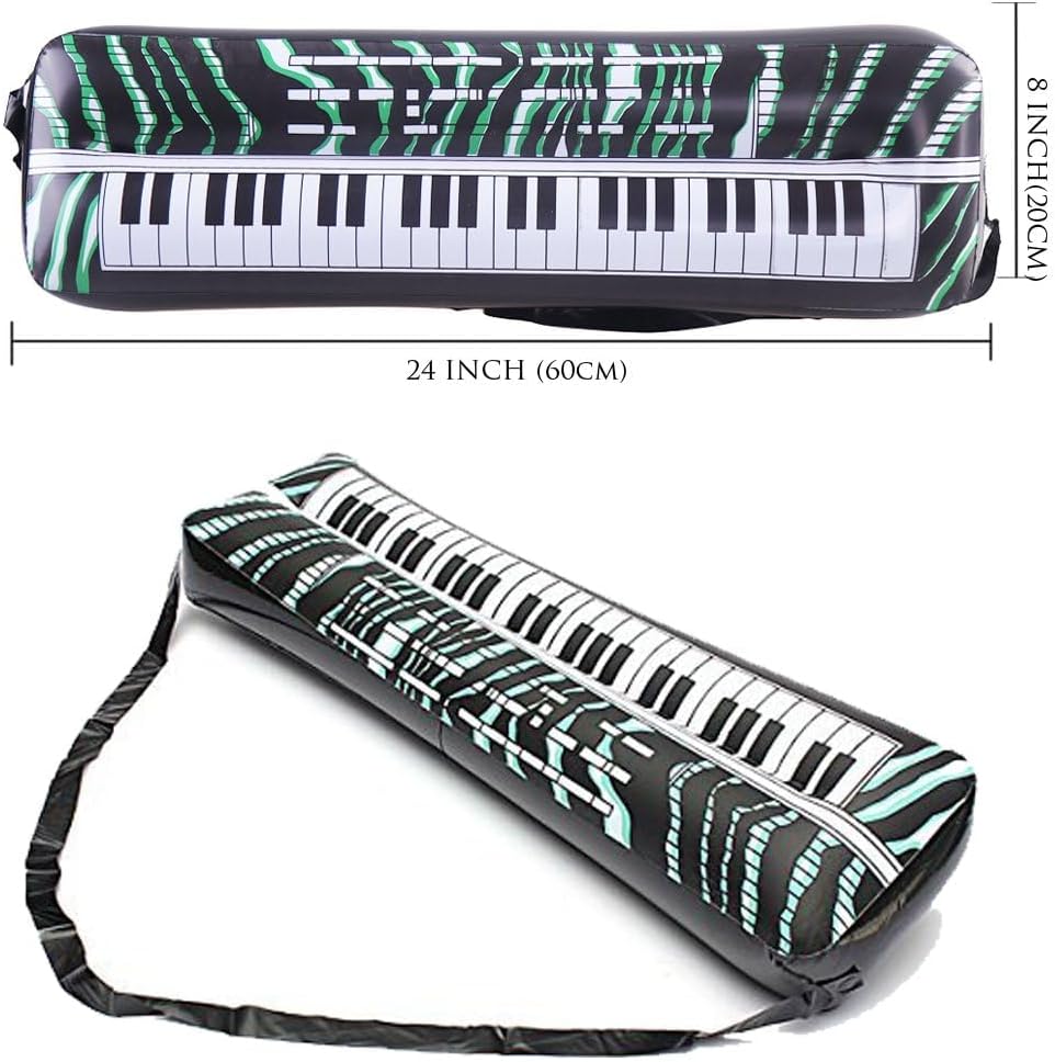OuMuaMua Inflatable Rock Star Toy Set, 18 Pack Inflatable Party Props - 4 Inflatable Guitar, 6 Microphones, 6 Shutter Shading Glasses, 1 Saxophone and 1 Inflatable Keyboard Piano Inflatable Rock Toys