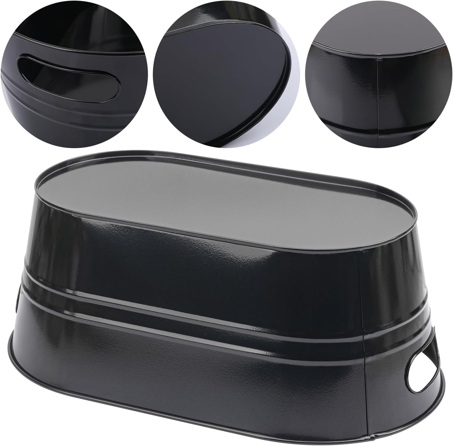 3 PCS 15.3 x 9 x 6 inches White Metal Galvanized Tub with Iron Handles, 3 Gallon Beverage Tubs for Parties, Large Ice Buckets for Beer, Wine, Cocktails & Outdoor Events
