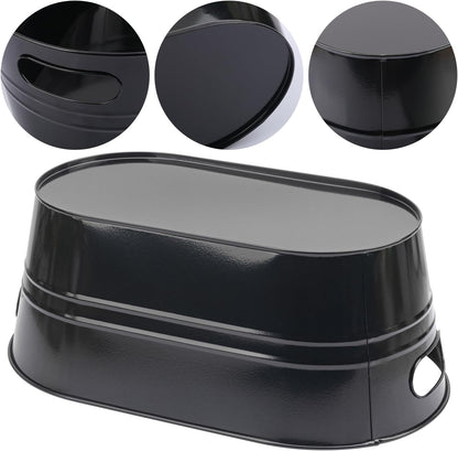 3 PCS 15.3 x 9 x 6 inches White Metal Galvanized Tub with Iron Handles, 3 Gallon Beverage Tubs for Parties, Large Ice Buckets for Beer, Wine, Cocktails & Outdoor Events