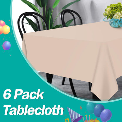 tujol Royal Blue 6 Pack Plastic Table Cloth 54" x 108", Disposable Tablecloths Rectangle Table Cover, Plastic Tablecloths for Parties