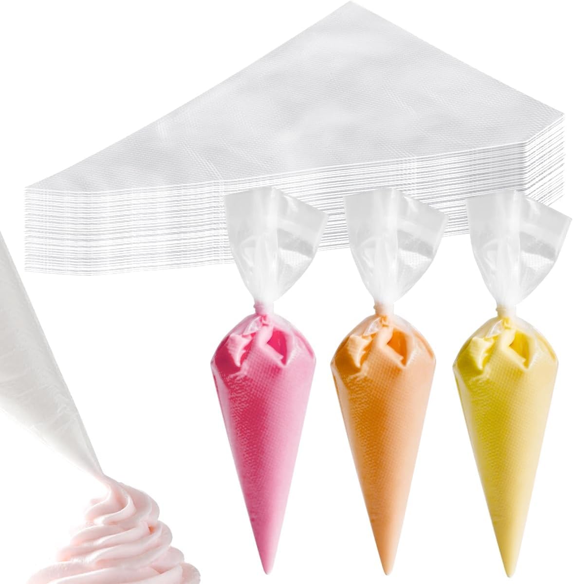 200 Pcs Disposable Cream Pastry Bag Cake Icing Piping Decorating Tool Cupcake Decorating Piping Icing Bag (Red)