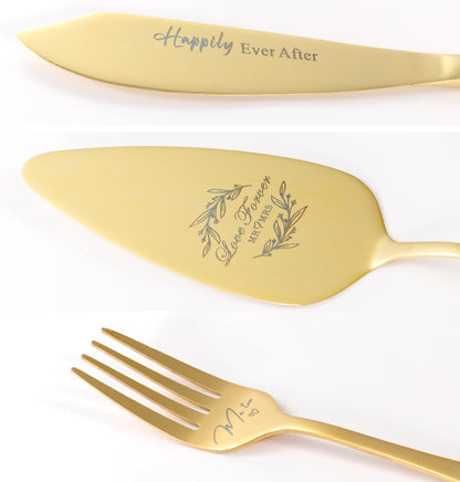 Wedding Cake Knife and Server Set of 4, Silver Cake Cutting Set for Wedding, Bridal Shower Engagement Anniversary Christmas Gifts (Silver)