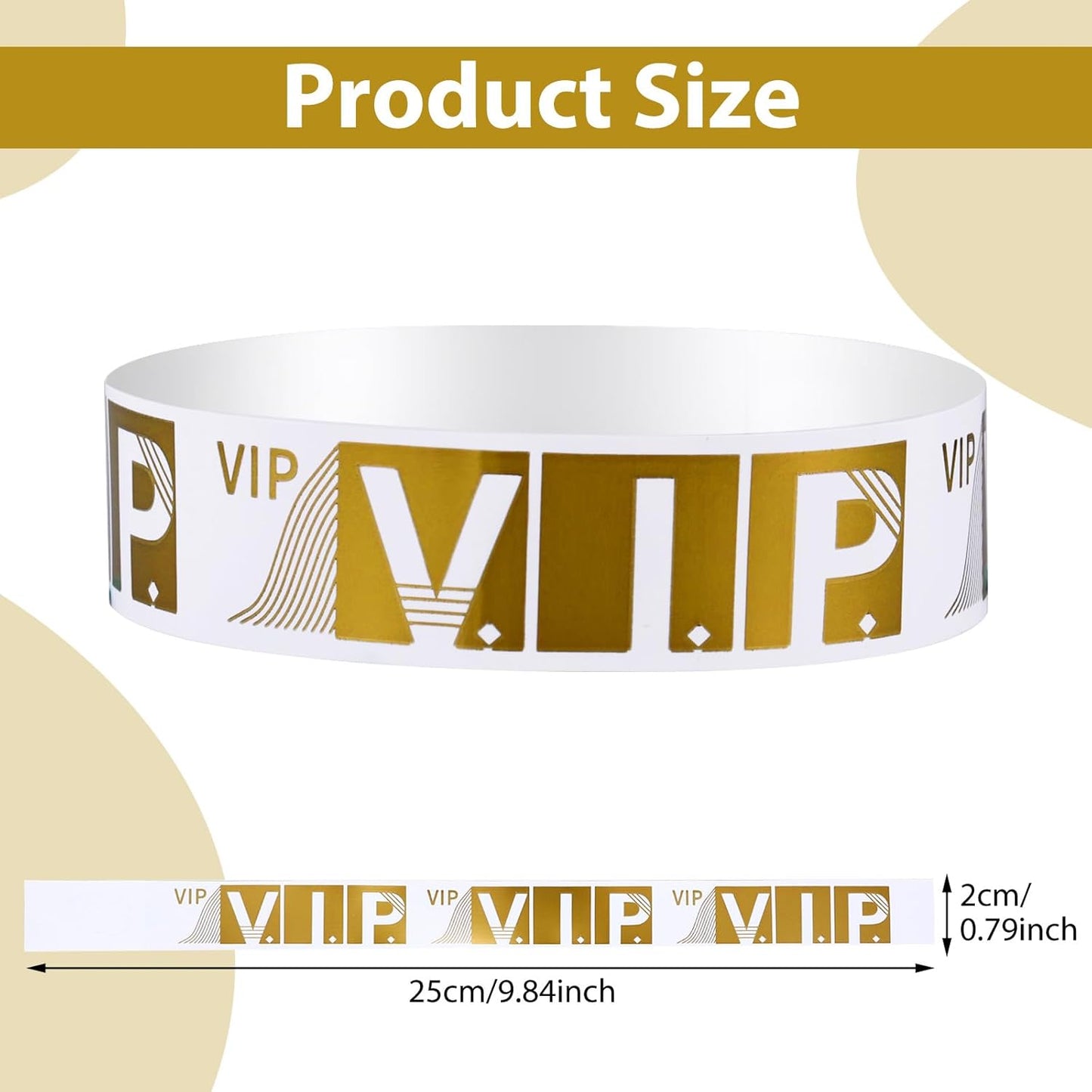 Sibba 200 Count Wrist Bands Wristband Badges Waterproof Paper Bracelets Coloreds Admission Festivals Party Events Arm Hand Labels Indexes Stamps Strap Office School Supplies(Golden/Silver)
