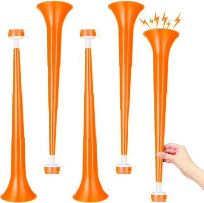 4 Pcs Collapsible Stadium Horn for Adult, 21 Inch Vuvuzela Plastic Trumpet, for Sporting Events Football Carnival Party, White