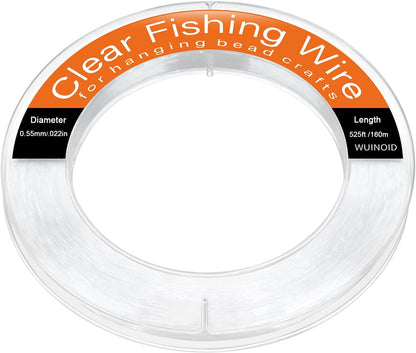 Clear Fishing Line Wire 755 ft, Invisible Monofilament Fishing Line Wire, Nylon String for Hanging Balloons Garland Crafts Picture Decorations, Clear String Threads Cords WUINOID