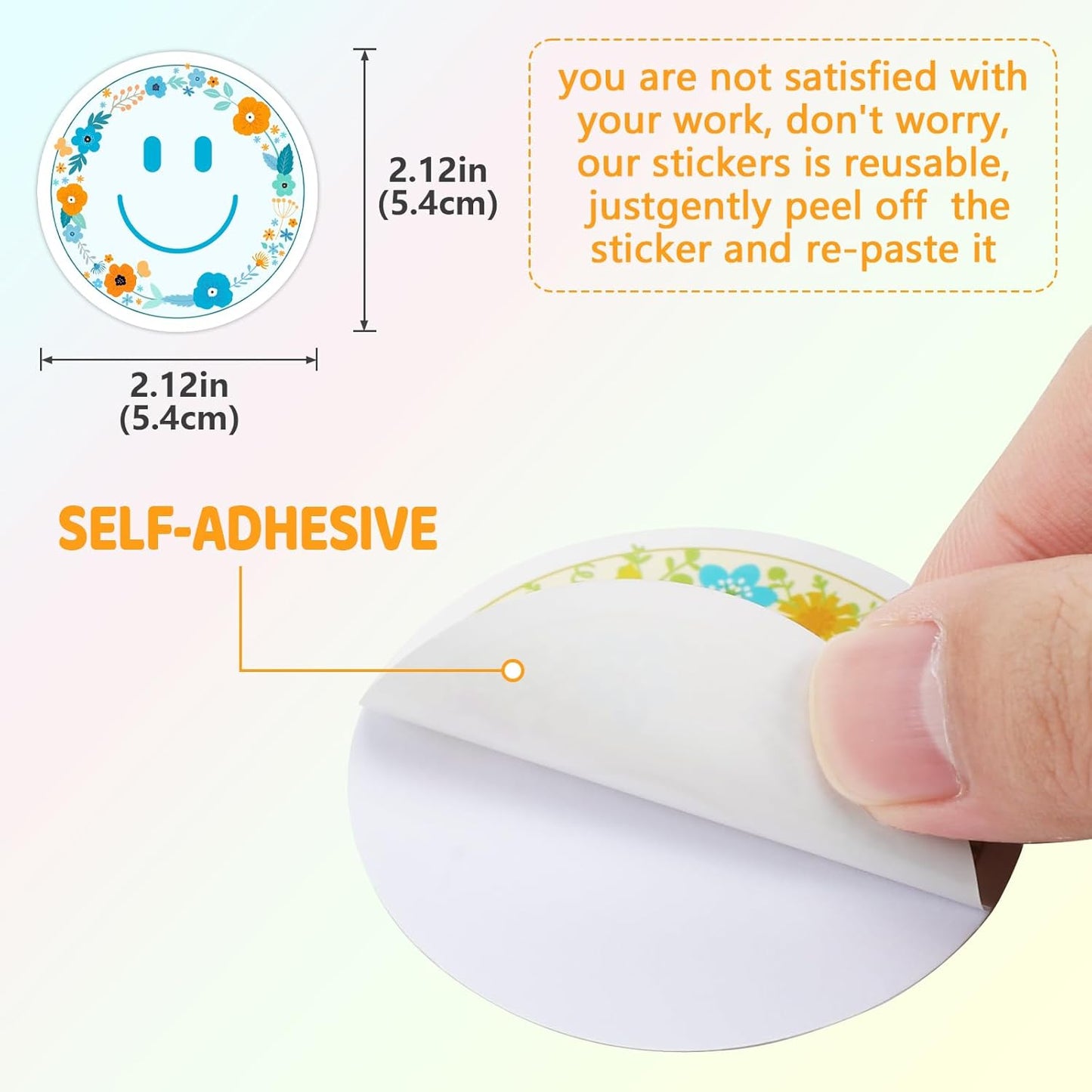 50PCS Smiling Stickers, Cute Water Bottle Stickers for Kids, for Teaching Rewards, Notebooks, Stationery, Luggage, Cartoon PVC Happy Stickers