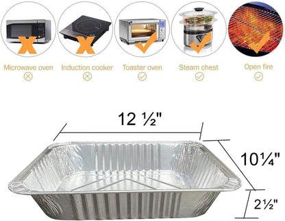 Waytiffer Aluminum Pans 9x13 Disposable Foil Pans (10 Pack) Half Size Deep Steam Table Pans Extra Thick for Baking, Cooking, Roasting, Heating, Serving & Lining Steam-Table Trays