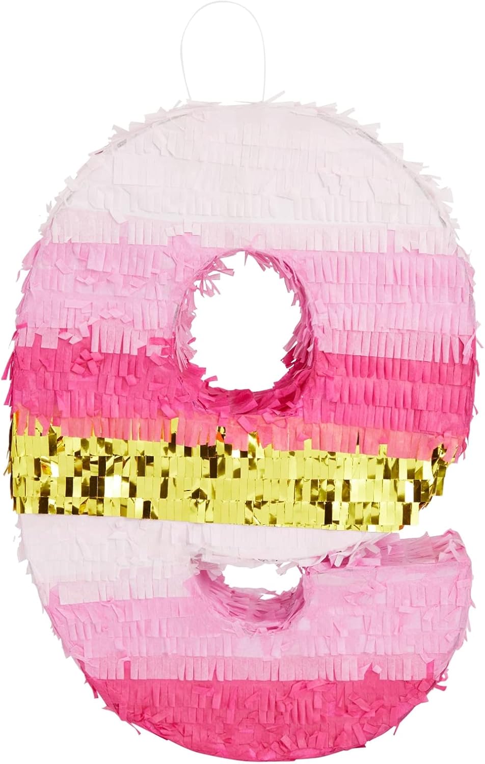 Number 5 Pinata, Pink and Gold Foil for Girls 5th Birthday Party Decorations (Small, 16.5 x 11.6 x 3 In)