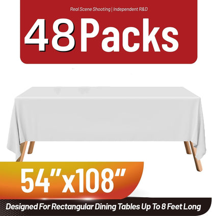 Plastic Table Cloth, 310 Ft X 54 in Disposable Tablecloth White Plastic Tablecloth with Any Cut Sliding Cutters Premium Table Cover Roll for Picnics, Parties, Birthdays, Weddings