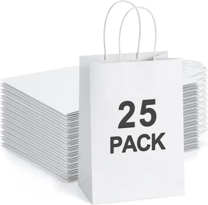 BagDream Kraft Paper Bags 25Pcs 5.25x3x8 Inches Small Paper Gift Bags with Handles Bulk for Party Favor, Retail, Merchandise, Black Gift Sacks