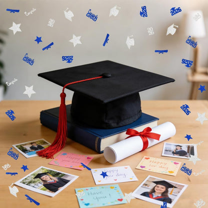 Black Gold Graduation Confetti Class of 2026 Black Graduation Cap, 200Pcs Glitter Stars Confetti Sprinkles, Table Congrats Grad Confetti for Graduation Party Table Decorations