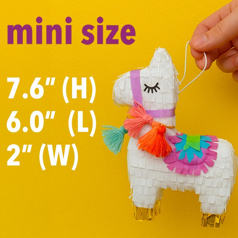 GIFTEXPRESS 6pk 8"x6" Benito the Mini Llama Pinatas – Small Birthday Party Favors, Cinco de Mayo, Fiesta, Gender Reveal, Taco Tuesday, Table Centerpieces, Classroom Decor, Mexican Fiesta Celebration