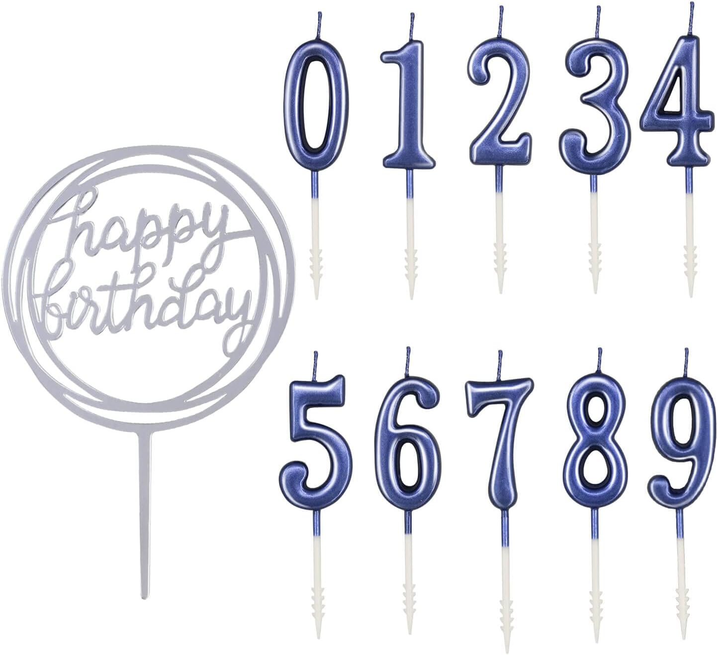 10-Piece Number Birthday Candles - Glitter Cake Toppers for Birthday & Wedding Parties