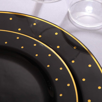 I00000 102 Pieces Gold Plastic Plates, Disposable Party Plates White Gold Rim, 51 Disposable Gold Dinner Plates 10.25 Inch and 51 Disposable Dessert Appetizer Elegant Fancy Wedding Plates 7.5 Inch