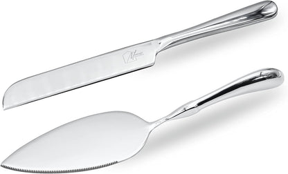 Cake Knife And Cake Server Set - Stylish, Classic, Sturdy - Fit For All Occasions - Wedding, Birthday, Everyday Use - Stainless Steel With Ergonomic Handle