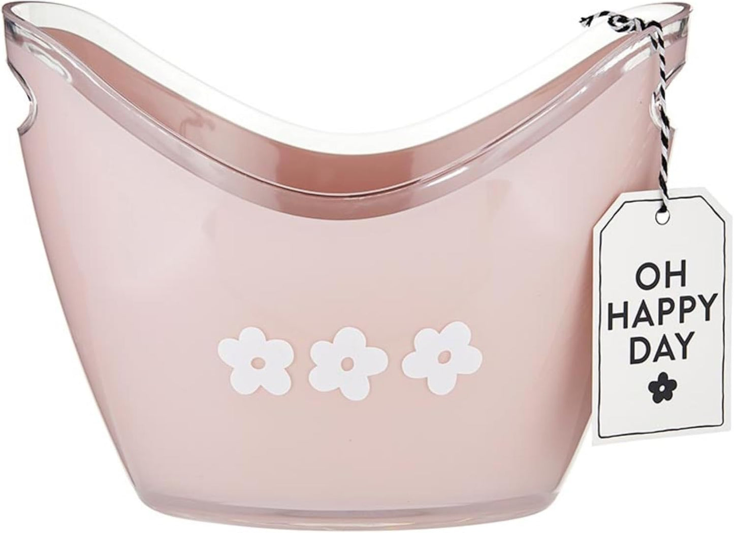 Santa Barbara Design Studio Beverage Buckets Acrylic Ice Bucket with Handles, 10.8" x 8", Pink Flowers