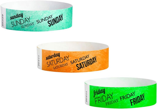 500 WristCo Saturday Neon Orange Tyvek Wristbands for Events - ¾” x 10” - Waterproof Recyclable Comfortable Tear Resistant Paper Bracelets Wrist Bands for Concerts Festivals Admission Party