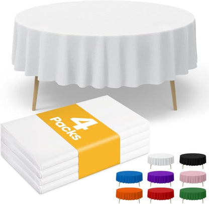 Niuara White Plastic Table Cloth - 4 Pack 54" × 108" Rectangle Disposable Tablecloths for 6FT Tables, Table Cover for Party, Holiday & Gathering Use