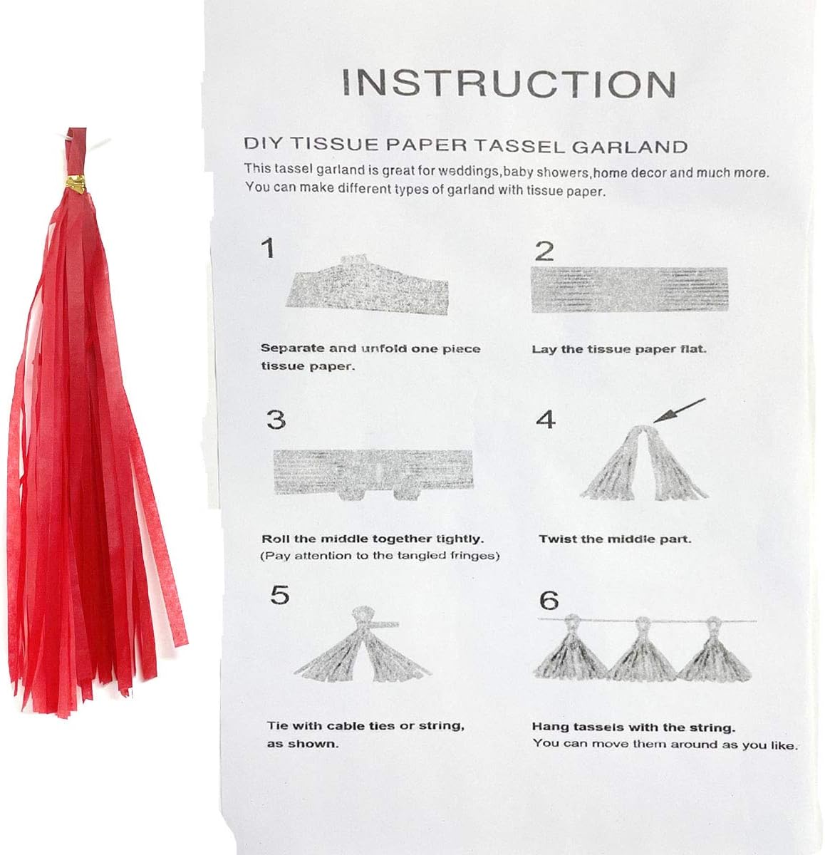 Tissue Paper Tassels Paper Tassel Garland Banner Table Decor Party Tassels Banner Wedding Birthday Baby Shower Nursey Party Decorations Supplies (20, Rose Gold+Pink+Rose Red+Lt-Pink)