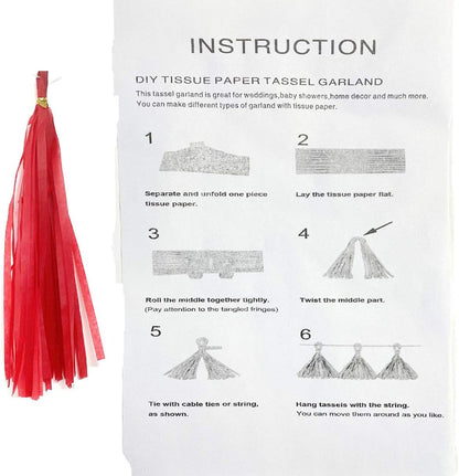Tissue Paper Tassels Paper Tassel Garland Banner Table Decor Party Tassels Banner Wedding Birthday Baby Shower Nursey Party Decorations Supplies (20, Rose Gold+Pink+Rose Red+Lt-Pink)