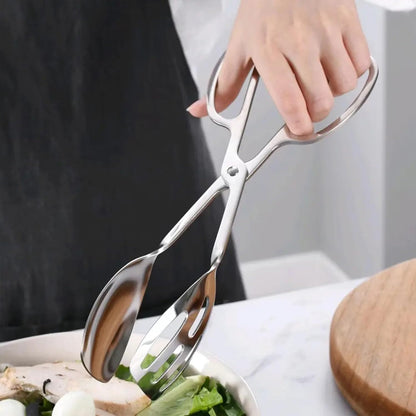 2 Pack Serving Tongs Buffet Tongs for Kitchen Cooking 10 Inch Stainless Steel Salad Tongs Serving Utensils for Wedding Party Catering (Silver)