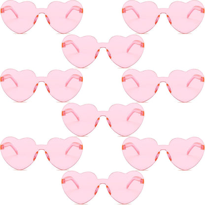 9 Pack Heart Shaped Sunglasses Rimless Heart Glasses for Bachelorette Party Birthday Decorations Party Favors