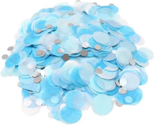 VCOSTORE 1 Inch Tissue Paper Confetti Circles,1.76oz Round Paper Table Confetti Circle Dots, Suitable for Birthday Wedding Party Decoration and Baby Shower decorations,Blue and White,5000 Pieces