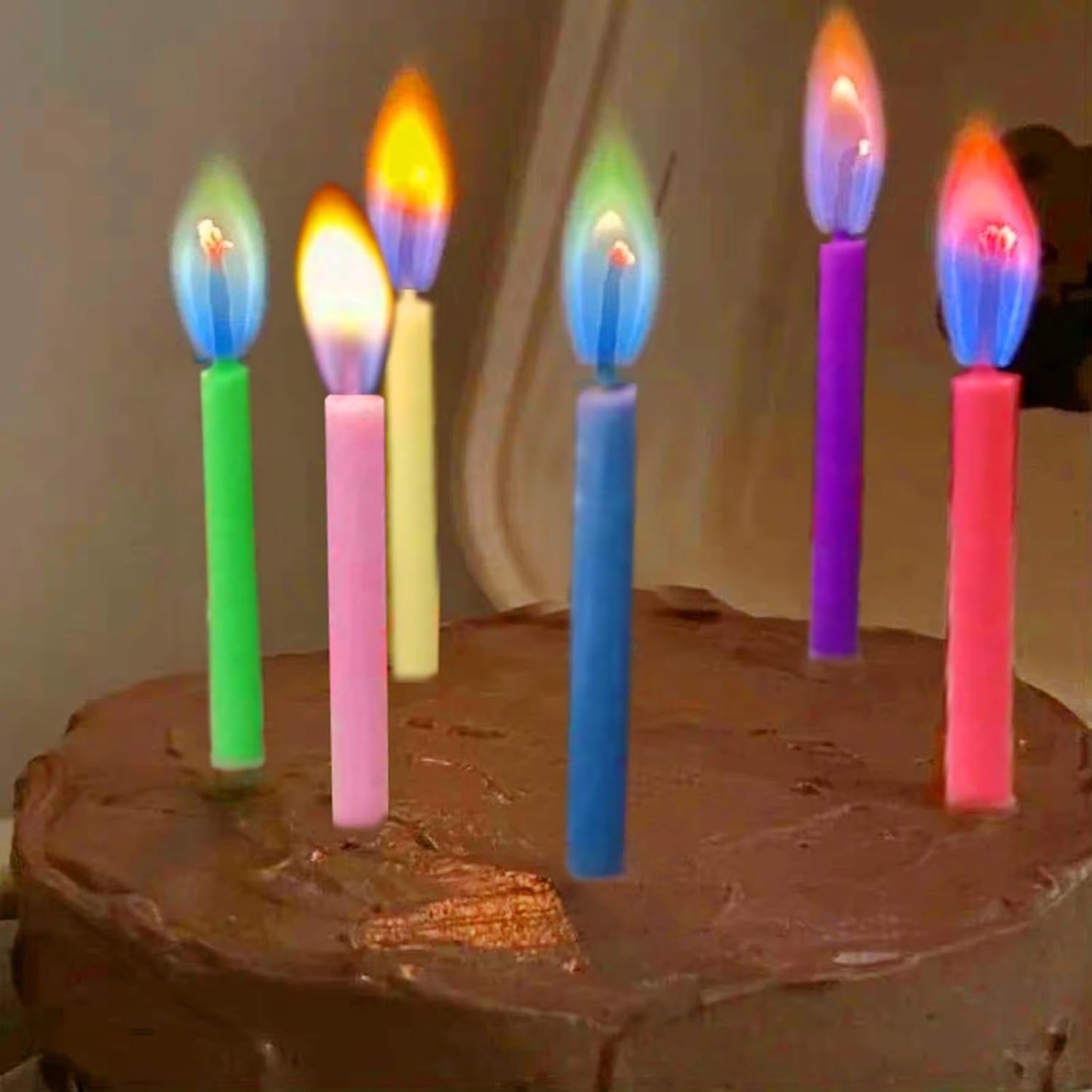 Colorflame Multicolor Birthday Cake Candles Happy Birthday Candles Colorful Candles Holders Party Gathering, Unscented (12pcs)