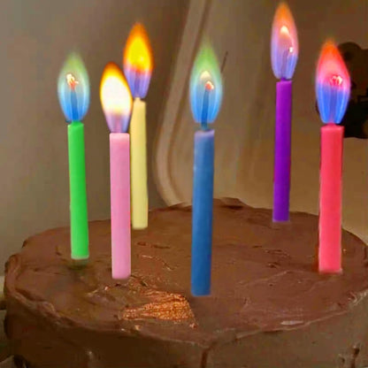 Colorflame Multicolor Birthday Cake Candles Happy Birthday Candles Colorful Candles Holders Party Gathering, Unscented (12pcs)