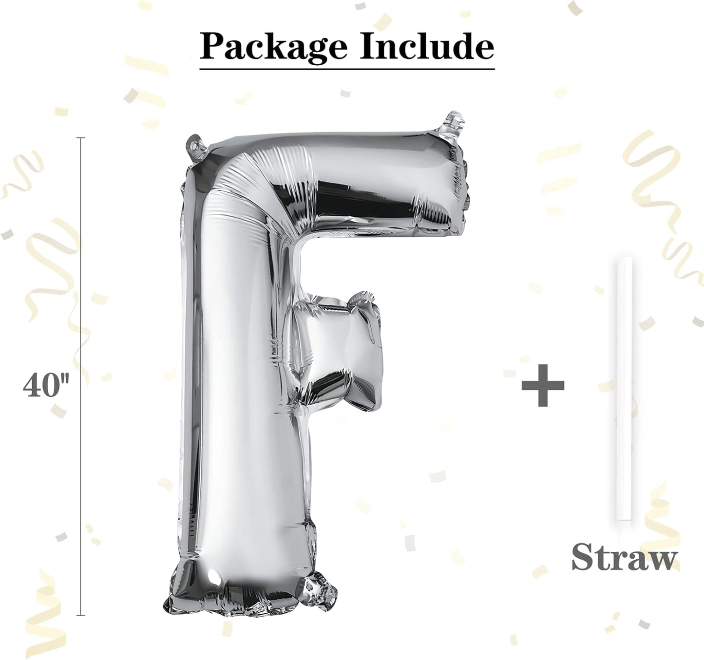 40 inch Silver Letter A Balloon, Big Size Alphabet Foil Mylar Helium Balloons for Birthday Party Celebration Wedding Anniversary Baby Shower Decorations Supplies Alphabet A