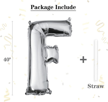 40 inch Silver Letter A Balloon, Big Size Alphabet Foil Mylar Helium Balloons for Birthday Party Celebration Wedding Anniversary Baby Shower Decorations Supplies Alphabet A