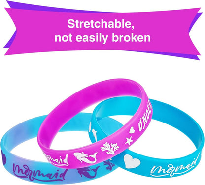 Gejoy 30 Pieces Mermaid Party Favors Mermaid Silicone Wristband Bracelet Under The Sea Parties Wristband Birthday Favors Under The Sea Party Supplies