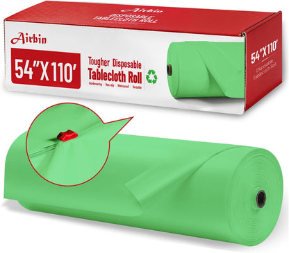 Plastic Table Cloth, 310 Ft X 54 in Disposable Tablecloth White Plastic Tablecloth with Any Cut Sliding Cutters Premium Table Cover Roll for Picnics, Parties, Birthdays, Weddings