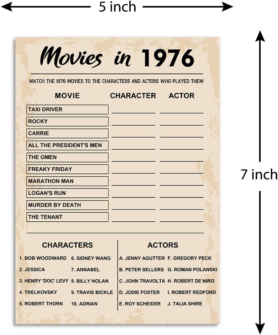 QUPT 40th Birthday Party Games, Movies in 1986 Games, Birthday Party Supplies for Adults, Fun 1986s Party Game，Pack of 30 Cards