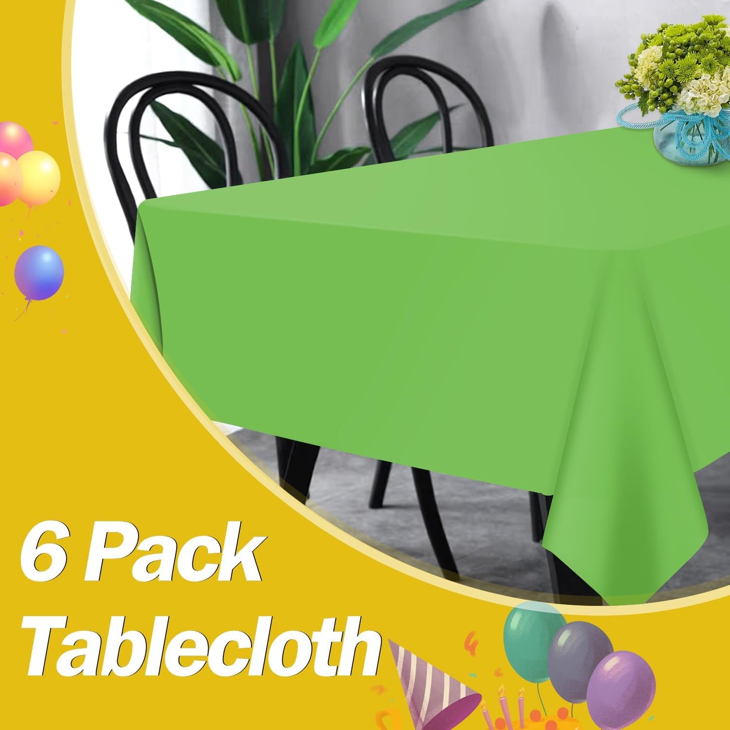 tujol Royal Blue 6 Pack Plastic Table Cloth 54" x 108", Disposable Tablecloths Rectangle Table Cover, Plastic Tablecloths for Parties