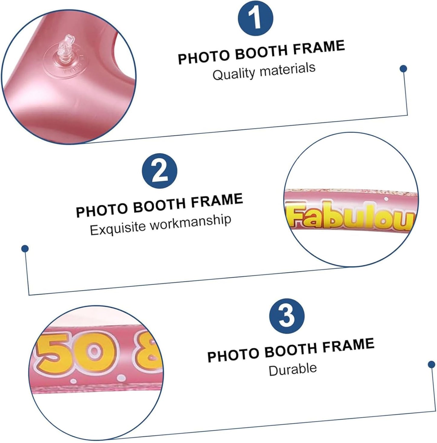 50th Birthday Inflatable Selfie Photo Frame with Photo Booth Props Set, 50 Birthday Party Selfie Props and Frame(21x27 Inches) for Pictures and Decorations Women’s 50th Birthday Party Supplies
