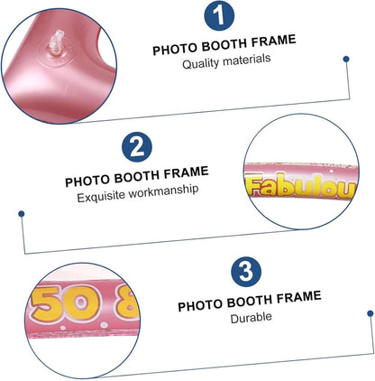 50th Birthday Inflatable Selfie Photo Frame with Photo Booth Props Set, 50 Birthday Party Selfie Props and Frame(21x27 Inches) for Pictures and Decorations Women’s 50th Birthday Party Supplies