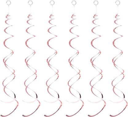 30 Pieces Iridescent White Hanging Swirls, Foil Swirl Hanging Decorations Plastic Steamers for Ceiling, Dangling Whirls Wedding Baby Shower Birthday Party Decorations